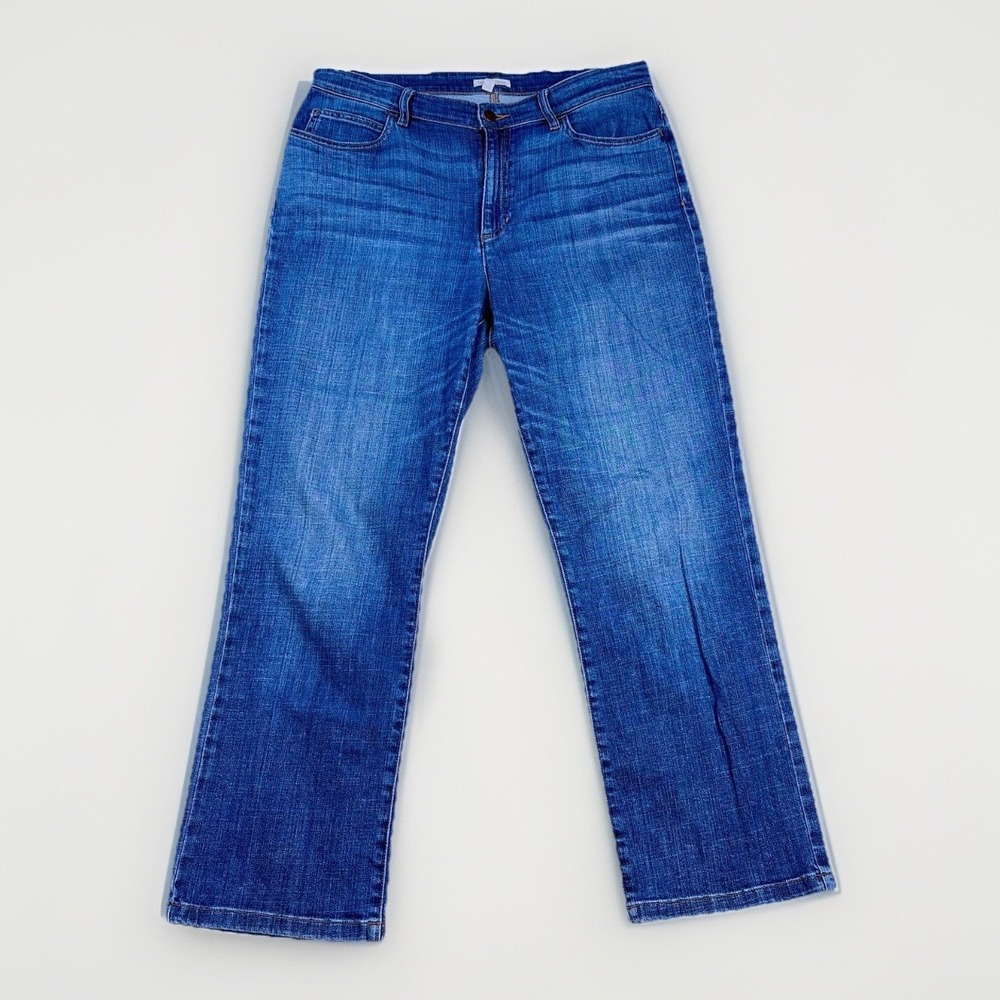 Eileen Fisher Straight Leg Jeans Womens 34 Blue Organic Cotton Stretch High Rise